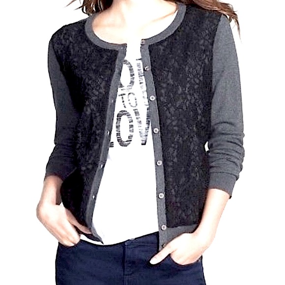 VINCE CAMUTO Cardigan w/ Lace Front - Picture 1 of 15